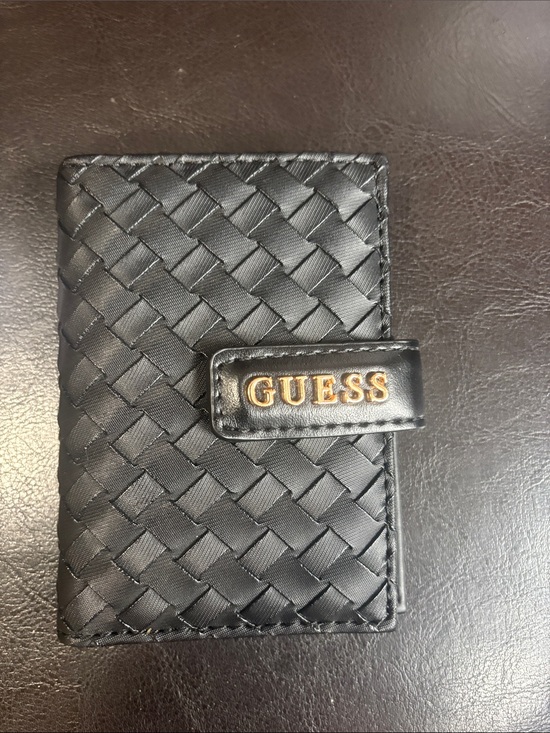 Guess Accessories - Guess Black Woven Card Case with Gold Logo